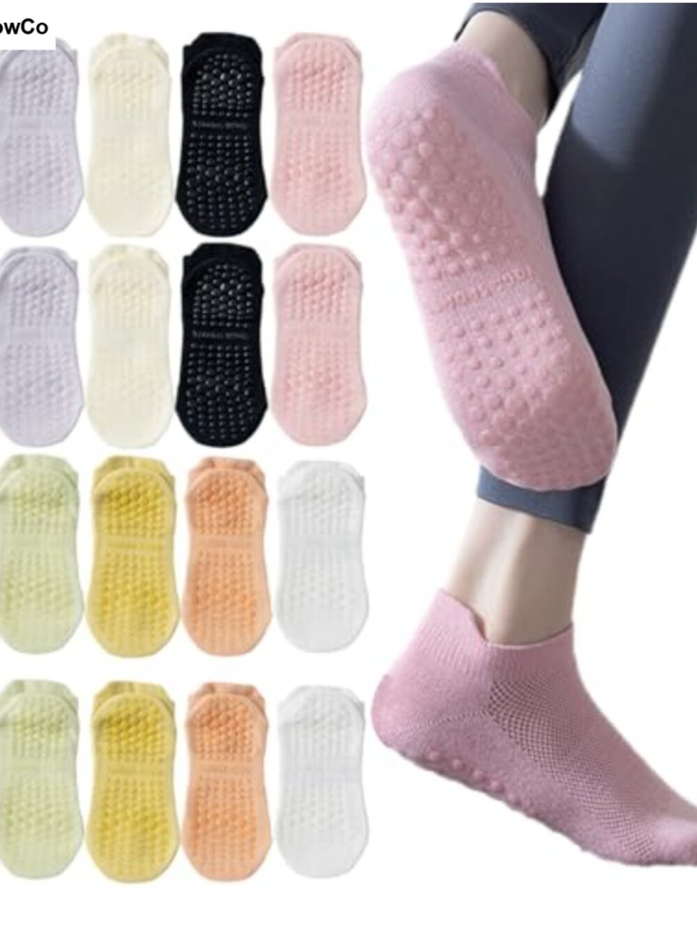 Womens Non Slip Grip Pilates Yoga Barre Socks Cotton Ankle